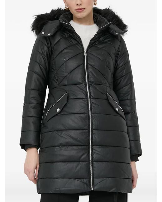 Morgan Black Fur Trim Coat