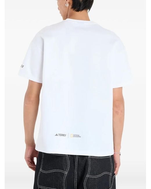 Adidas White X National Geographic Aeroready Graphic T-Shirt for men