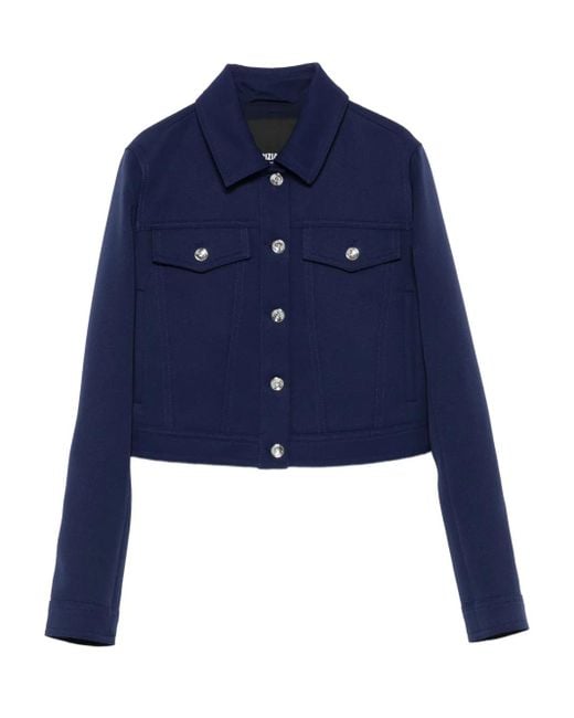 Patrizia Pepe Blue Denim-Effect Button Jacket