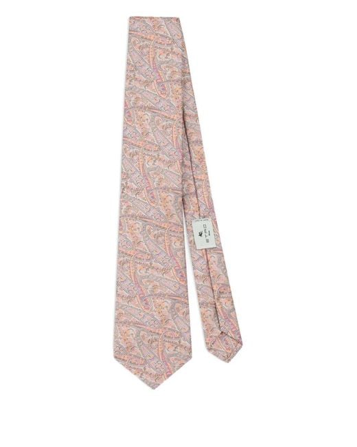 Etro Pink Jacquard Floral Paisley Tie for men