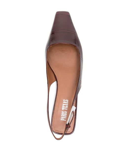 Paris Texas Brown Embossed-Crocodile Ballet Flats