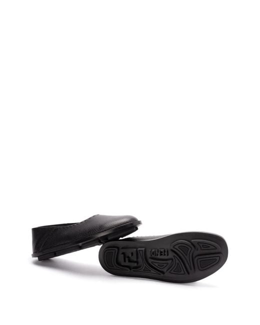 Fendi Black Leather Slippers for men