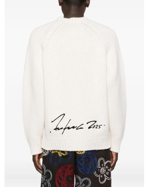 KENZO White Big Logo Wool Jumper for men