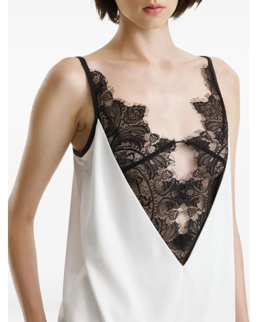 2310 STUDIO White Lace-Insert Top