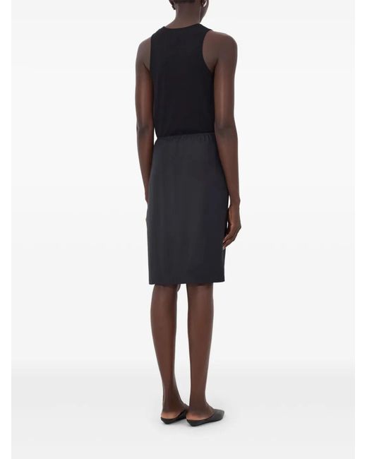 Loulou de Saison Black Vasali Elasticated Silk Midi Skirt
