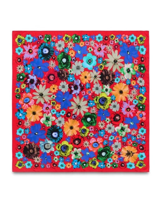 Bimba Y Lola Red Floral-Print Scarf
