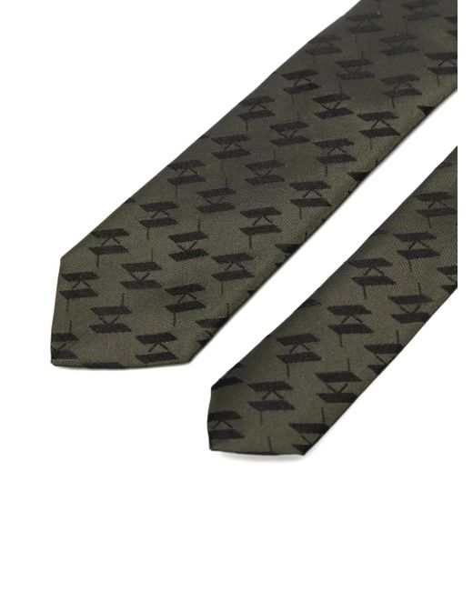 Karl Lagerfeld White Geometric-Pattern Silk Tie for men