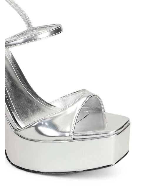 SCHUTZ SHOES White Metallic-Effect Platform Sandals