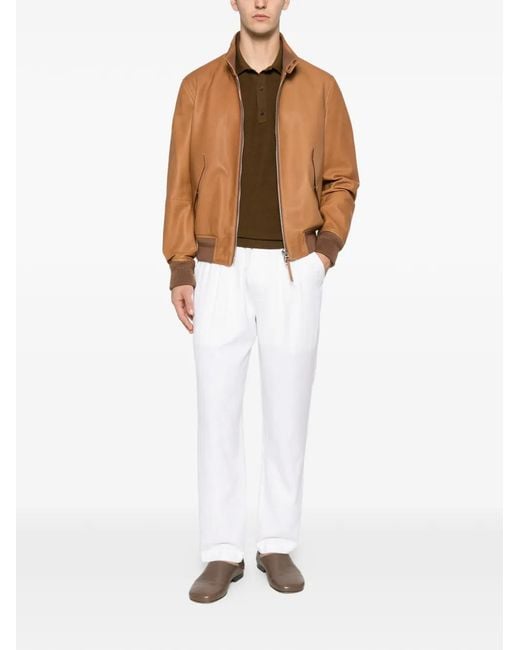 Tom Ford Brown Harrington Logo-Embroidered Jacket for men