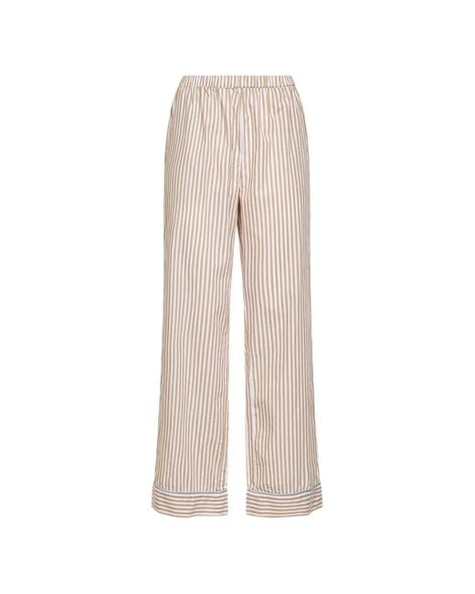Mc2 Saint Barth White Striped Cotton Straight Trousers