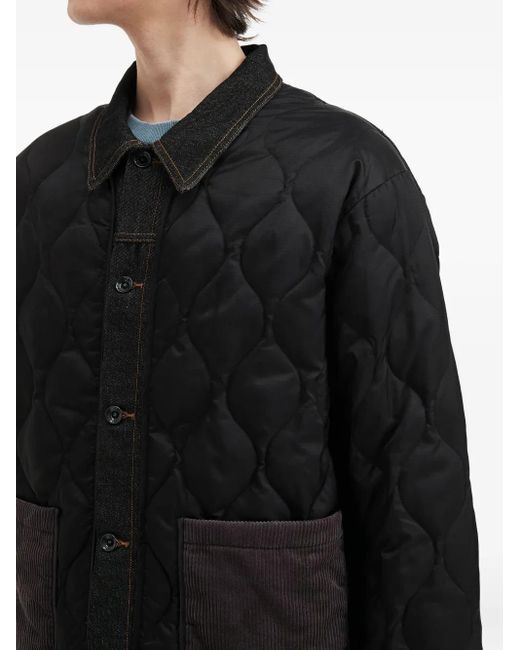 AFTERMATHS Black Quilted Padded Jacket for men