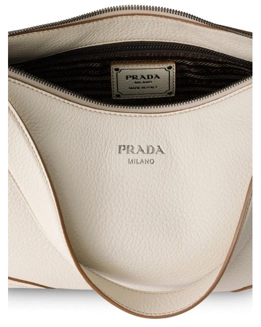 Prada Natural Aimèe Large Leather Shoulder Bag