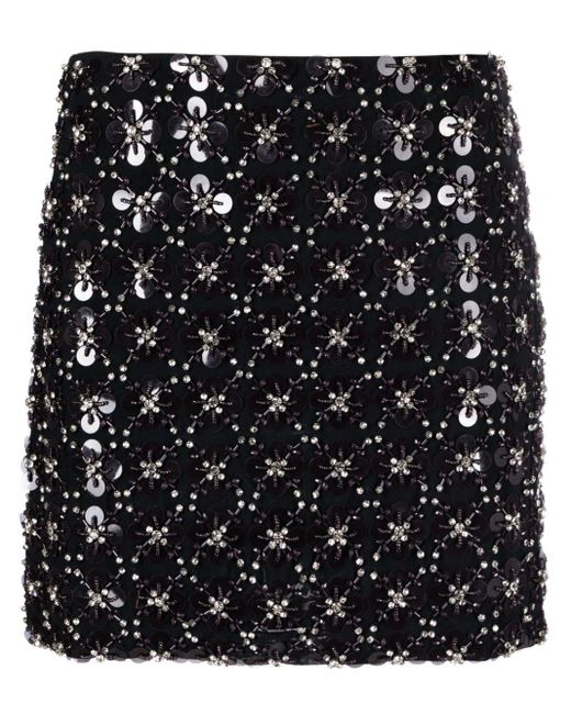 P.A.R.O.S.H. Black Rhinestone-embellished Mini Skirt