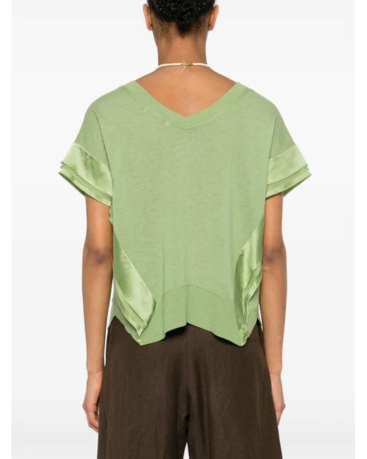 Dorothee Schumacher Green Glossy-Appliqué Short-Sleeved Knitted Top
