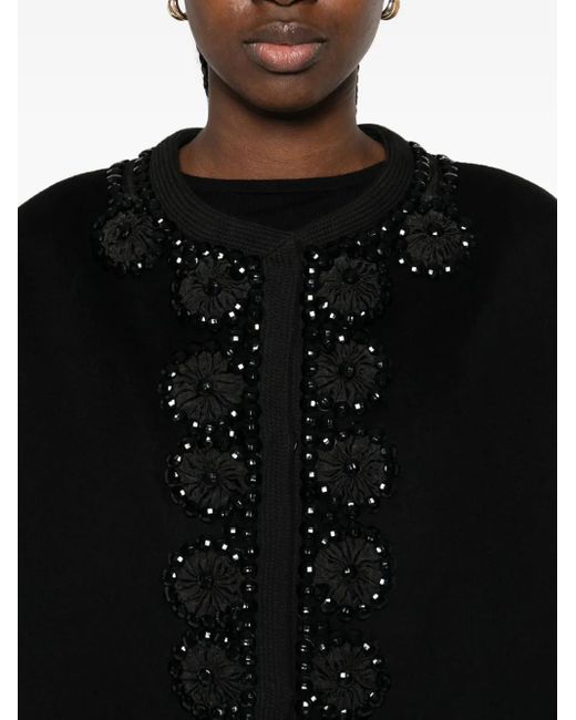 P.A.R.O.S.H. Black Embellished Floral Coat