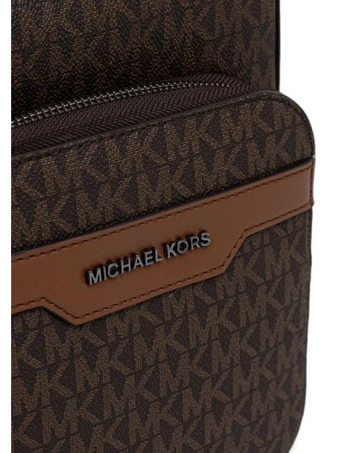 Michael Kors Black Mini Hudson Logo-Monogram Zip-Pocket Shoulder Bag for men