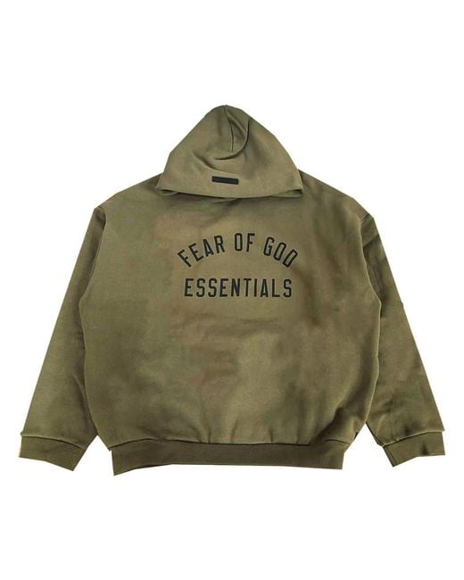 Fear Of God Green Fleece Relaxed-Fit Hooded Sweatshirt for men