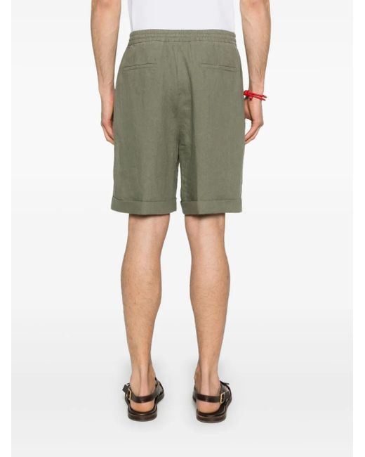 メンズ Canali リネン ショートパンツ Green