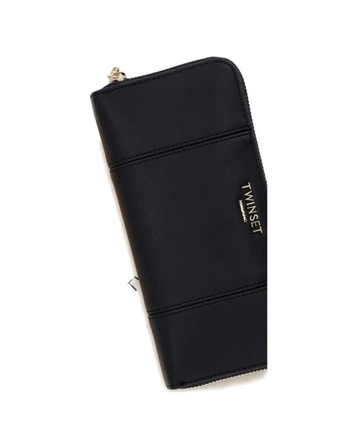 Twinset Black Logo-Plaque Panelled Wallet