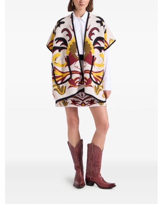 LaDoubleJ Black Floral-Pattern Cape