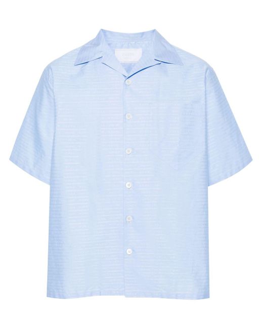 Camicia con logo jacquard di Prada in Blue da Uomo