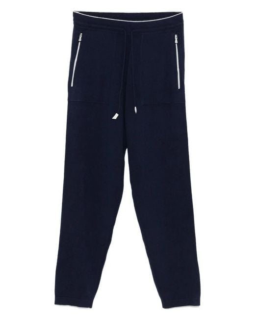Eleventy Blue Cashmere Track Trousers for men
