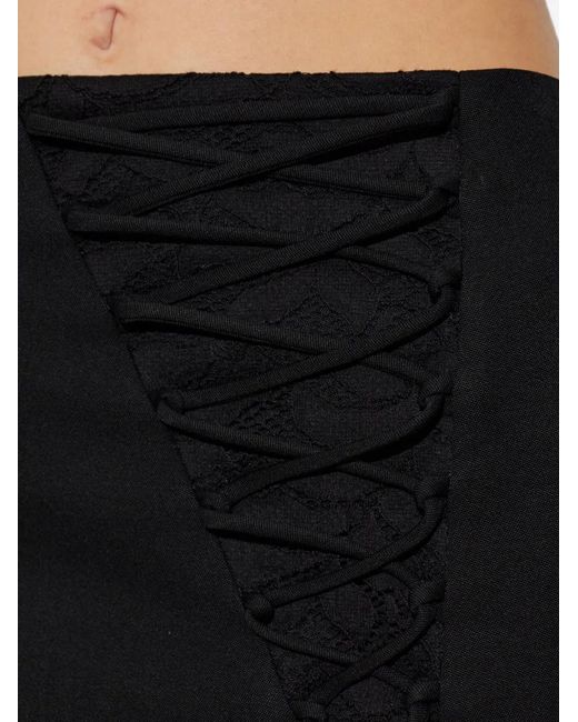 McQueen Black Lace-Insert Pencil Midi Skirt