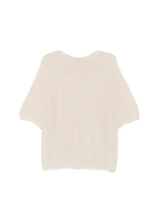 Antonelli Natural Magnolia Crew Neck Knitted Top