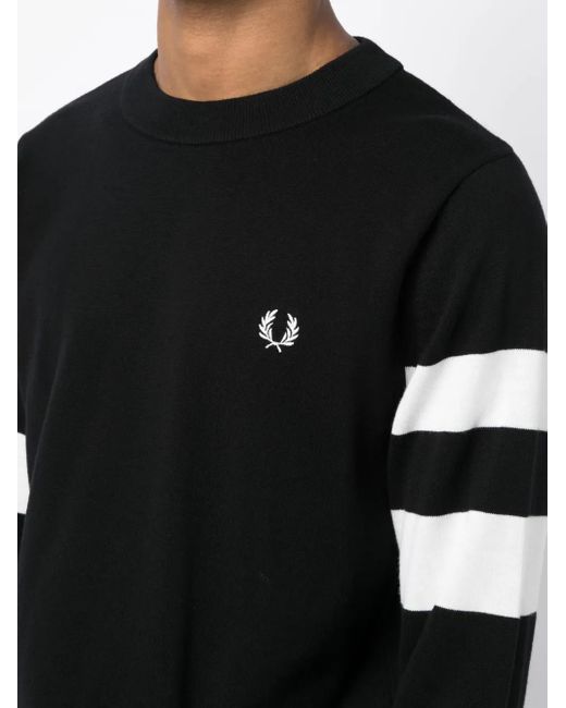 Fred Perry Black Ringer-Embroidered Cotton Sweatshirt for men