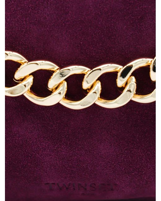 Twinset Suède Schoudertas Verfraaid Met Ketting in het Purple