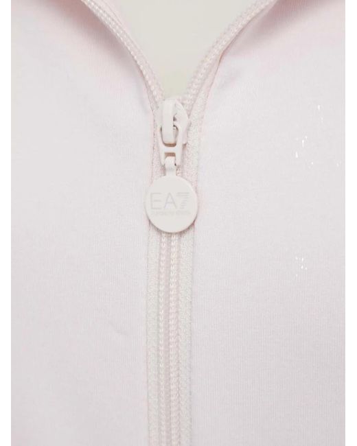 EA7 White Jersey Zip-Up Hoodie