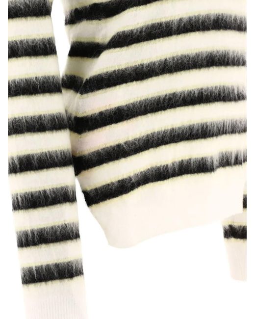 Marni Gestreepte Mohair Trui in het Black