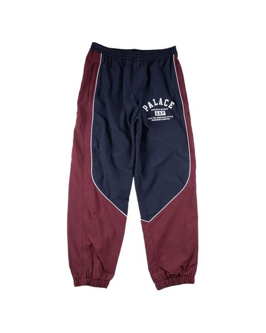 Palace Blue Colour-Block Logo-Print Track Pants for men