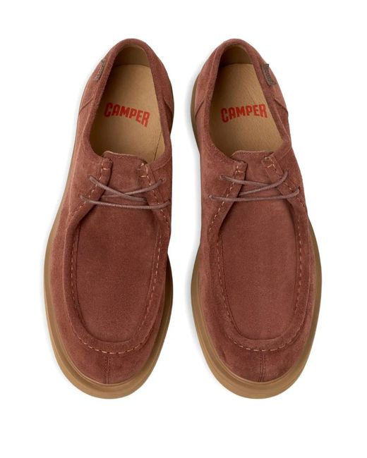 Camper Brown Lace-Up Suede Derby Shoes for men