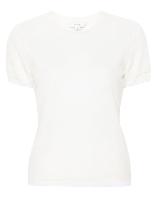 Vince White Layered Fine-knit Top