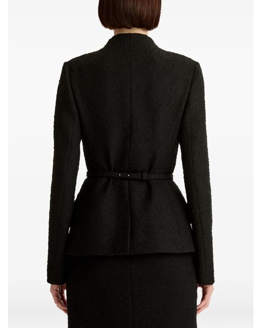 Oscar de la Renta Black Belt Tweed Jacket