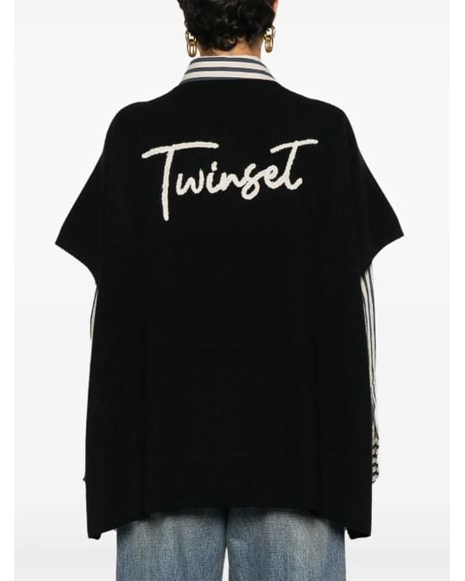 Twinset ロゴ ポンチョ Black