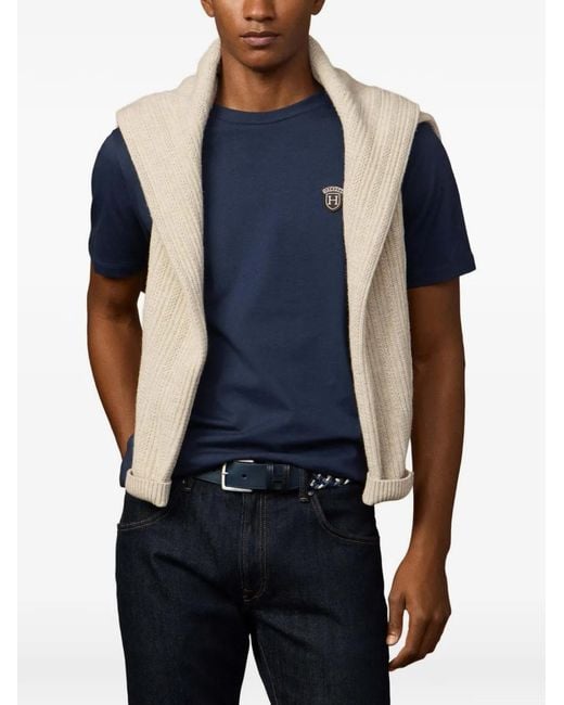 Hackett Blue Badge-Patch T-Shirt for men