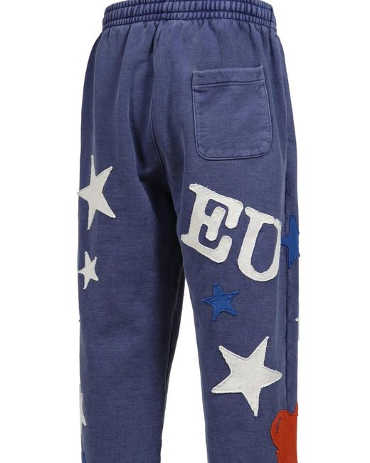 Emotionally Unavailable Blue Patch-Detail Track Pants for men