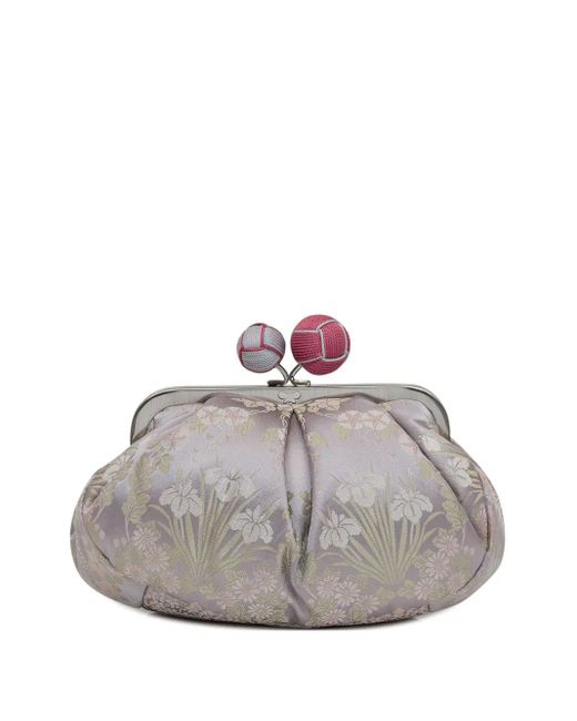 Max Mara Gray Jacquard Silk Pasticcino Bag