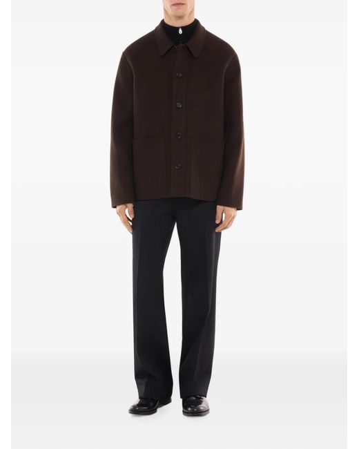 Fursac Brown Button-Up Wool Jacket for men