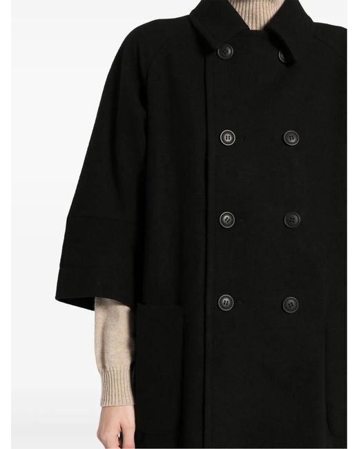 Yohji Yamamoto Black Mosser Double Breasted Coat