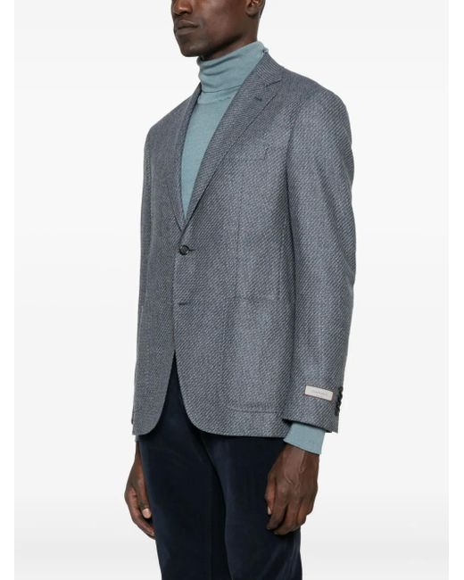 Canali Blue Textured Wool Blazer for men