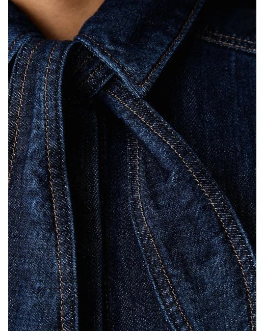 Marc O' Polo Blue Pussy-Bow Denim Blouse