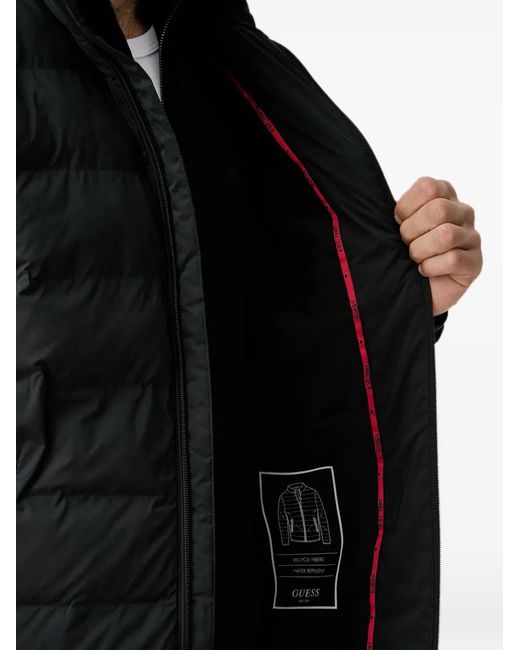 Guess Black Quilted Logo-Print Jacket for men