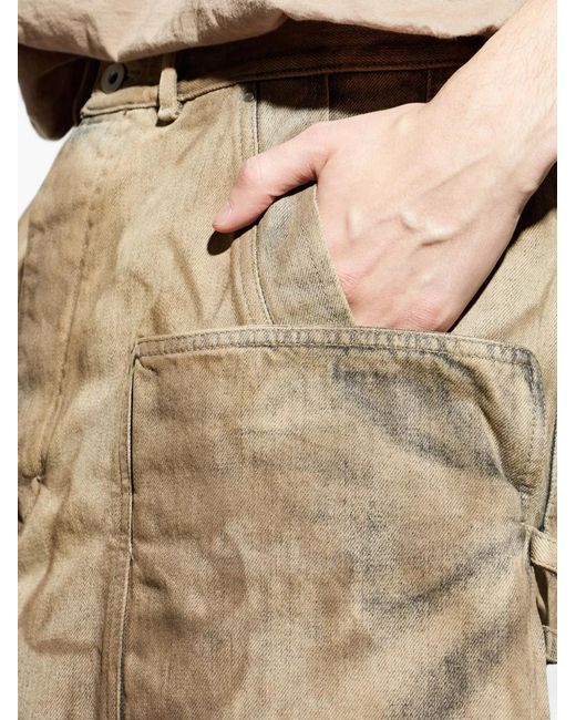 Rick Owens Natural Frayed Pocket Shorts for men