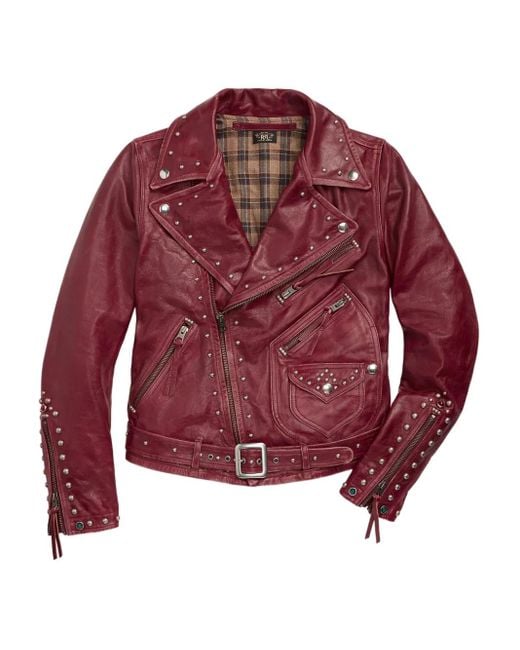 RRL Red Bikerjacke Mit Nieten