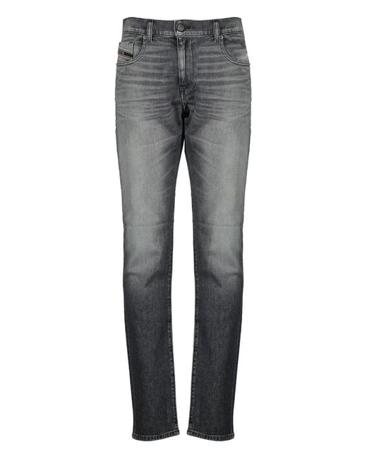 DIESEL Gray D-Strukt Logo-Patch Five-Pocket Jeans for men