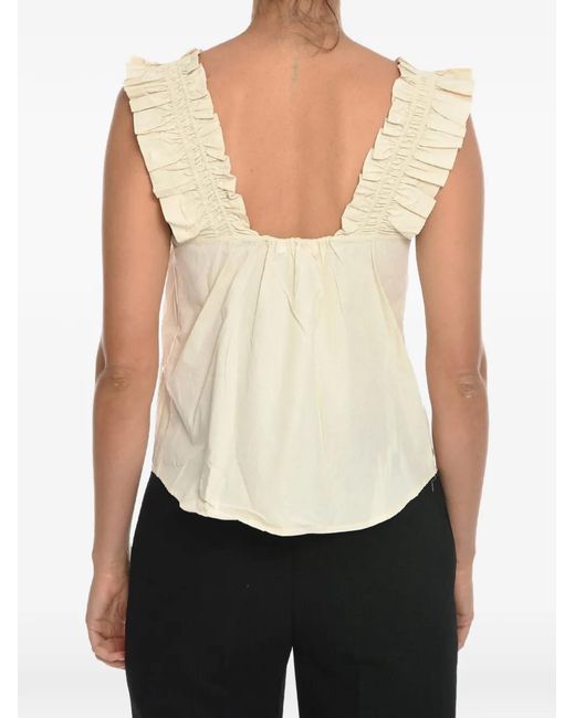 Samsøe & Samsøe White Ruffled Square-Neck Blouse