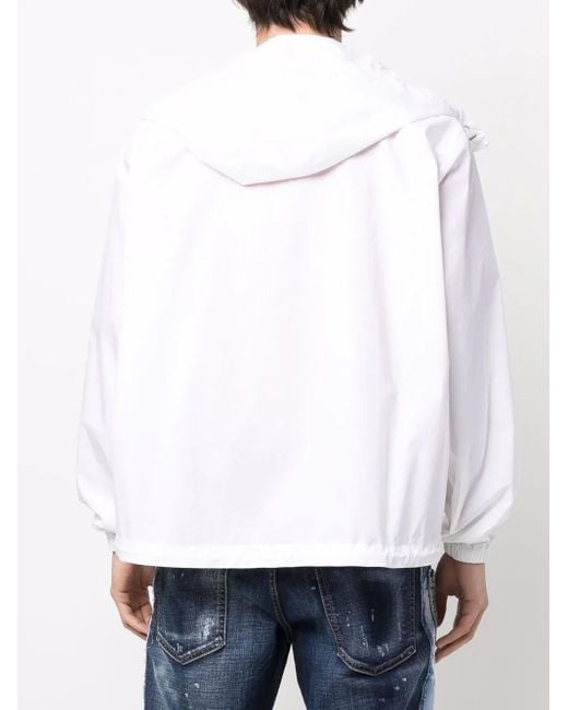 DSquared² White Logo-Print Cargo-Pocket Hoodie for men